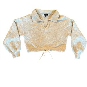 Dynamite Taupe V Neck Collared Sweater XS